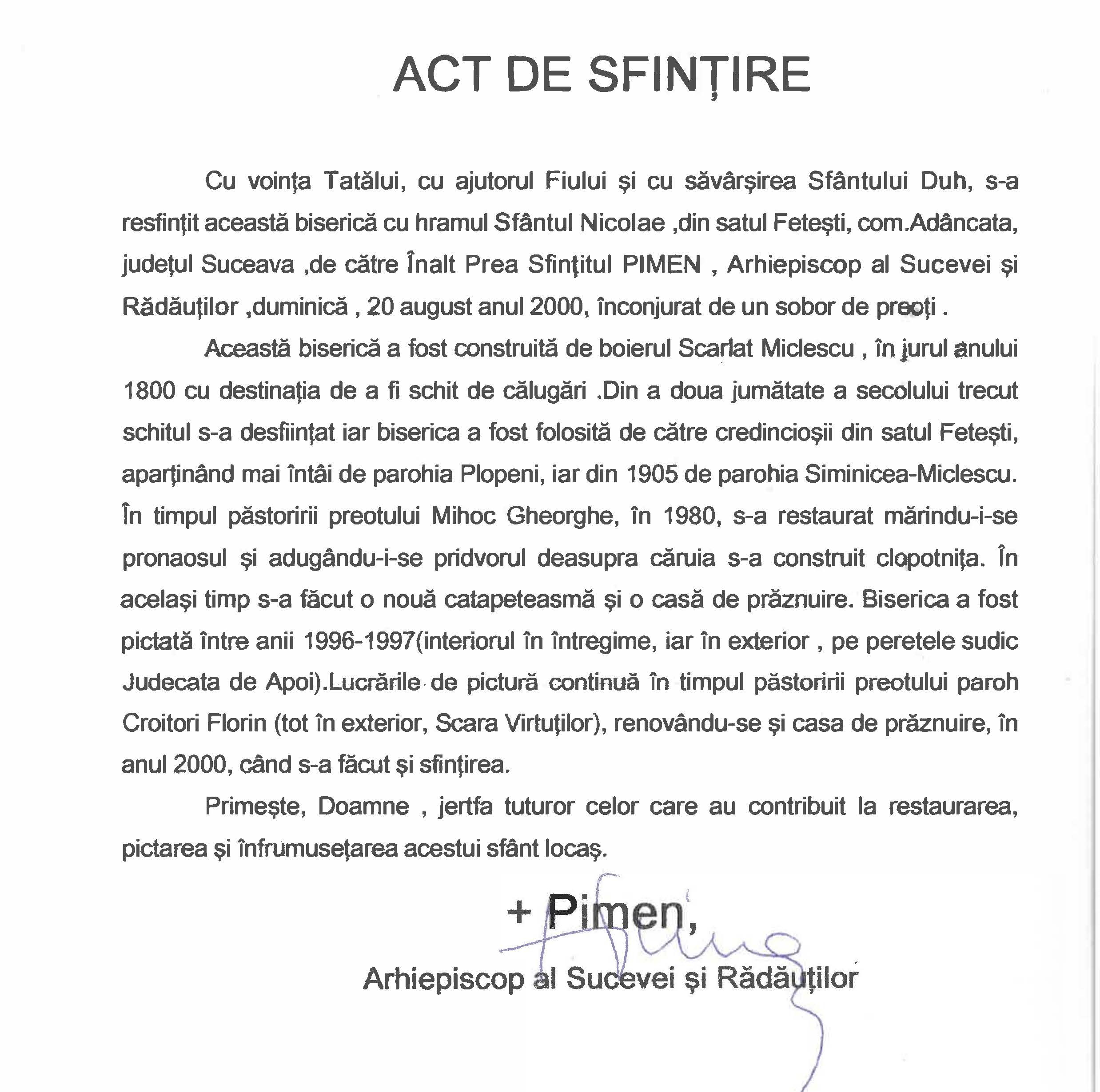 act_de_sfintire